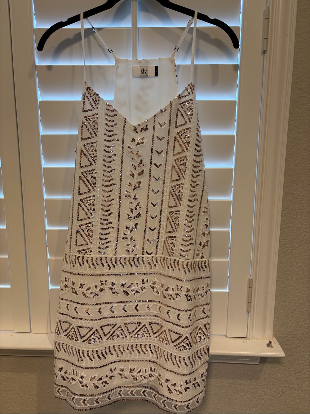 Dolce Vita White Sequin Spaghetti-Strap Mini Dress